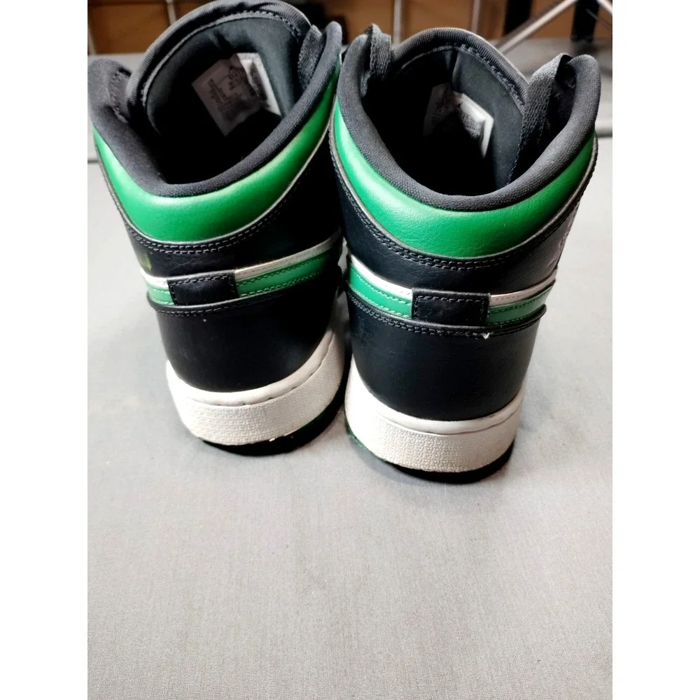NIKE Air Jordan 1 Mid Black Pine Green White Gym Red 7Y High Top Shoe 554725 067